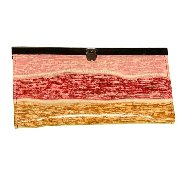 Handbags - Two tone pink with gold sparkle clutch inside